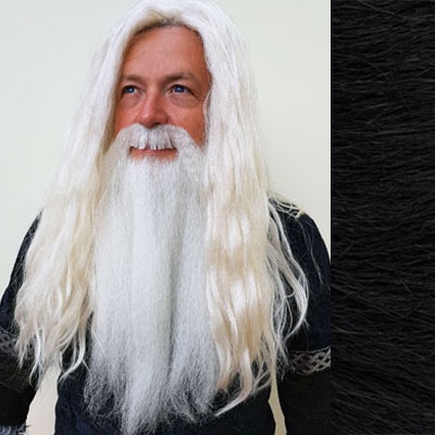 Dumbledore Wig, Beard & Moustache Set Colour 1b Black - Synthetic Hair - BMA