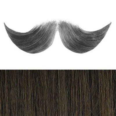 Handlebar Moustache Colour 6 - Brown - Human Hair - BMG