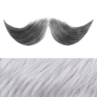 Handlebar Moustache Colour 60 - Silver Grey Human Hair - BMW