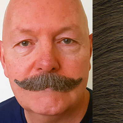 Military Moustache Colour 8 - Medium Brown Human Hair BMI
