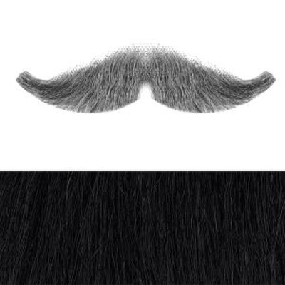 Military Moustache Colour 1b - Black - Human Hair - BMB