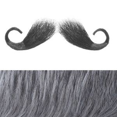 Moustache Style 'E' Colour 1b80 - Black with 80% Grey BM1B80