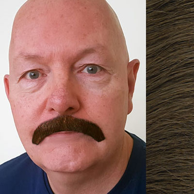 Moustache Style 'F' Colour 8 - Medium Brown Human Hair BMI
