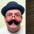 Handlebar Moustache Colour 8 - Medium Brown Human Hair BMI - view 1