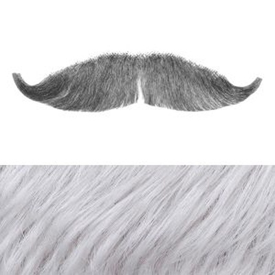 Bushy Moustache Colour 60 - Silver Grey Human Hair - BMW