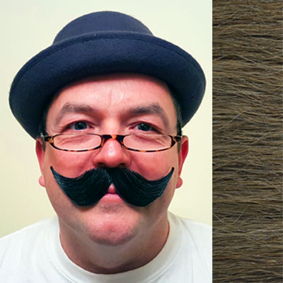 Handlebar Moustache Colour 10 - Light Brown Human Hair BMJ