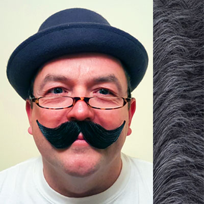 Handlebar Moustache Colour 1b50 - Black with 50% Grey - BM1B50