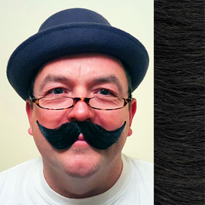 Handlebar Moustache Colour 2 - Dark Brown Human Hair BMC