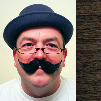 Handlebar Moustache Colour 5 - Brown - Human Hair - BMF