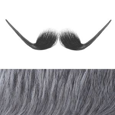 Moustache Style 'G' Colour 1b80 - Black with 80% Grey BM1B80