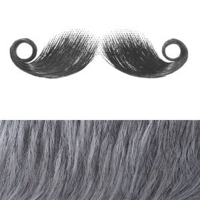 Moustache Style 'I  Colour 1b80 - Black with 80% Grey BM1B80