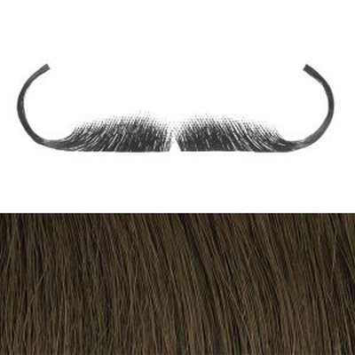 Moustache Style 'J' Colour 8 - Medium Brown Human Hair BMI